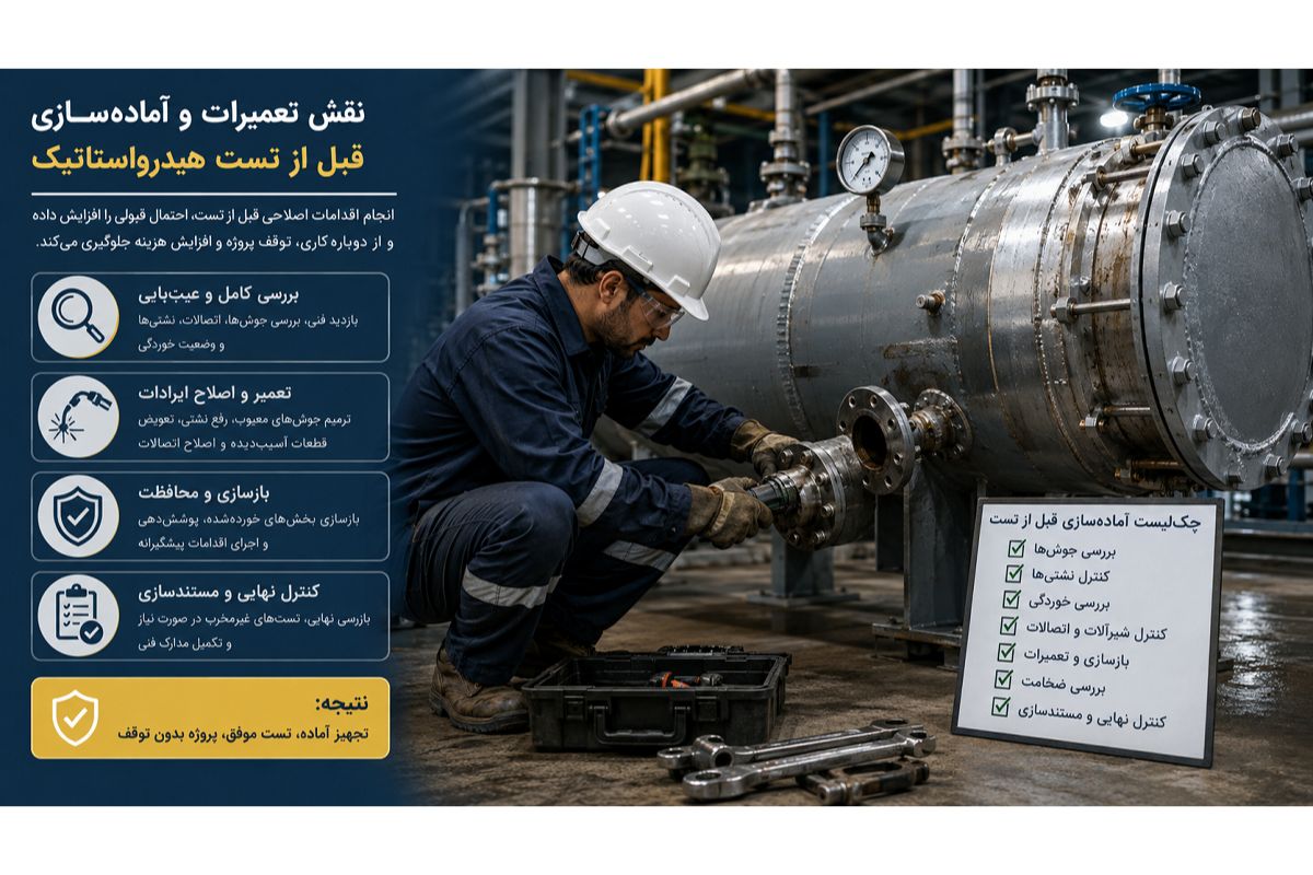 قبل از درخواست تست هیدرواستاتیک این موارد را بررسی کنید (چک‌لیست فنی)