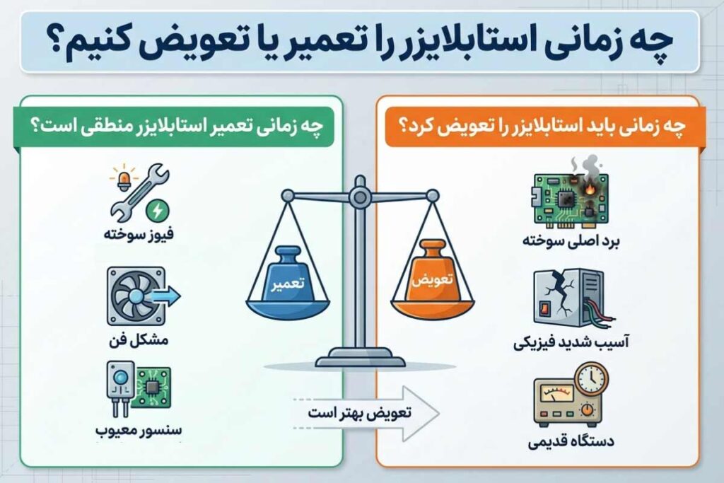 چه زمانی استابلایزر را تعویض یا تعمیر کنیم؟